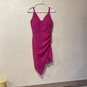Dark pink dress.